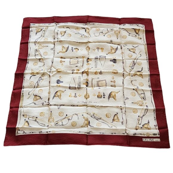 Celine Paris Les "Dragon" Hand-Rolled 1804-1814 Silk Scarf 29" x 30" - Picture 1 of 5